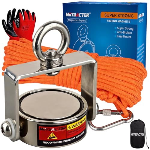 MUTUACTOR Fishing Magnet Kit,Combined 1360lb Strong Rotatable Magnet Fishing Heavy Duty,Φ2.91''Permanent Neodymium Rare Earth Magnets with 65Ft Salvage Rope,Gloves for Retrieving Treasures - style: 1360lb Swivel Magnet (Double Sided)--Φ 2.91"