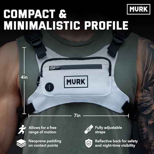 MVRK Water Resistant Running Vest Chest Pack, Phone Holder for Running, Lightweight Training Pack with Reflective Detail - color: White