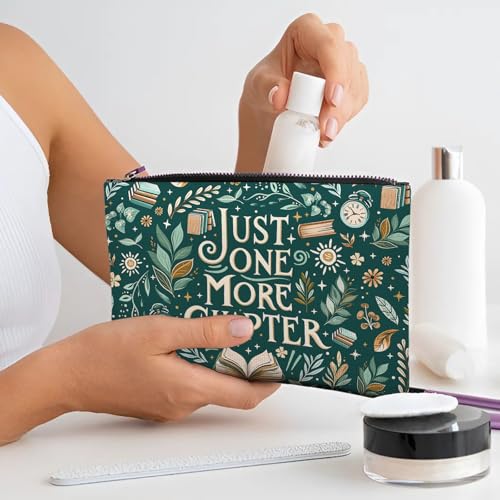 Book Lovers Gifts For Women, Reading Makeup Bag, Reading Cosmetic Bag For Book Lovers, Book Toiletry Pouch With Zipper, Birthday Christmas Gifts For Women, Green Travel Toiletry Bag - color: Chapter