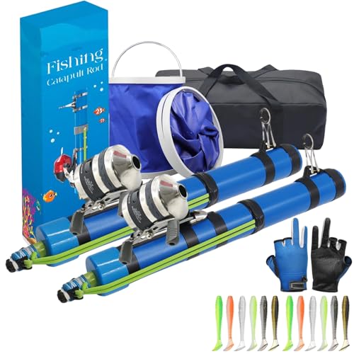 Catapult Fishing Rod, 2026 Upgrade Compact Sling Shot Fishing Reel, Portable Fly Fishing Pole for Kids, Freshwater and Saltwater Fishing Lures for Outdoor Hunting and Traveling - color: Intermediate*2