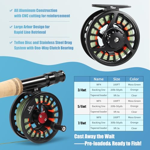 Maxcatch Extreme-X Fly Fishing Rod and Reel Combo, 3-8wt Complete Starter Fishing Outfit with Fly Box, Flies, Rod Clip Holder, Rod Case, Extra Tip Section - size: 6wt-9' 4pc Rod, 5/6wt Reel