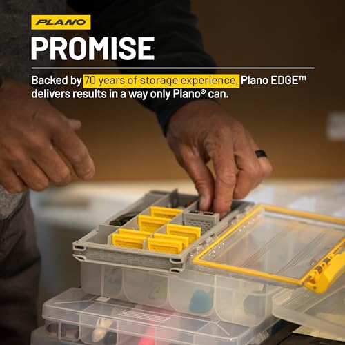 Plano EDGE 3500 Premium Tackle Storage with Rustrictor Rust-Resistant Technology, Gray and Yellow, Waterproof Terminal Tackle Box Organization, Small - style: 3500 Standard