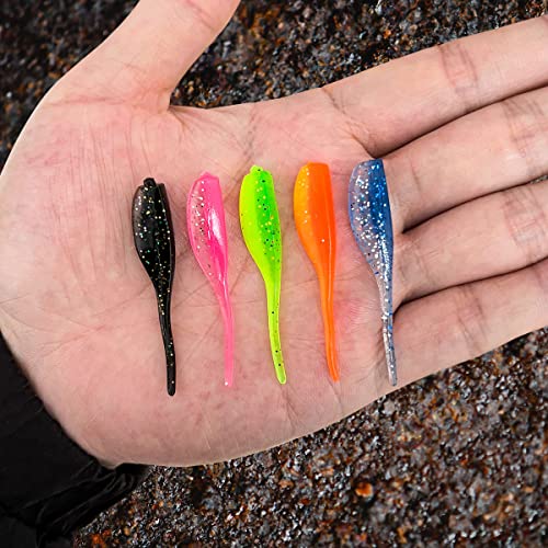 65Pcs Crappie Jigs Lure kit, 2 inch Crappie Bait with Fishing Jig Heads Hooks for Saltwater Freshwater Bass Trout - color: D: 15pcs crappie jigs and 50pcs lures