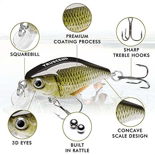 TRUSCEND Swimmax Easy Catch Fishing Lures with BKK Hooks, Wiggling, Vibrating, Rattling and Gurgling for More Bites, Heavy-Duty Dyneema Fiber Jointed Swimbaits for Bass, Trout, Crappie, Walleye, Pike - color: D2-1.5"-0.14oz