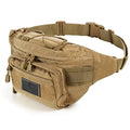 SOWHUP Tactical Fanny Pack,Military Waist Bag Pack with U.S Patch Utility Hip Belt Bumbag for Outdoor Fishing Hiking (Tan(4 Zipper Pockets)) - color: Tan(4 Zipper Pockets)
