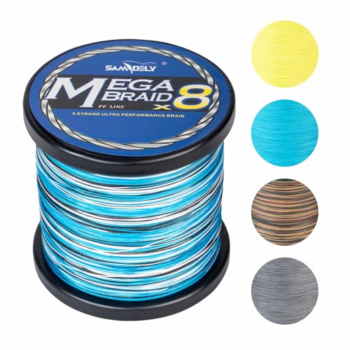 Braided Fishing Line, 8 Strands, Abrasion Resistant, No Stretch, Colored for Visibility, Saltwater/Freshwater - color: X8 Blue Camo, size: 40LB (500 yards)
