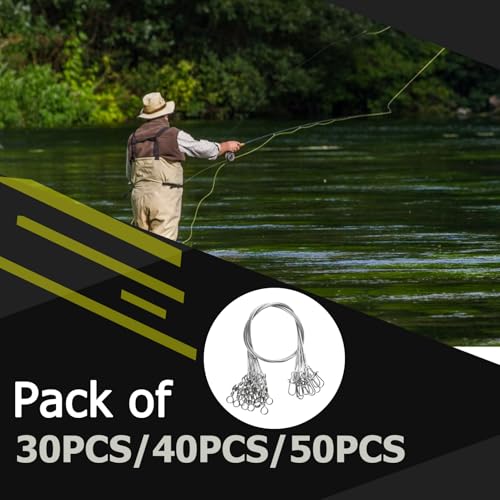 QISHUO Rigs Stainless Fishing Leader Steel High Strength Fishing Leader Saltwater Fishing Freshwater Wire Leaders Lures White Nickel - size: Size #3 (9.8in-40lb) 30pcs