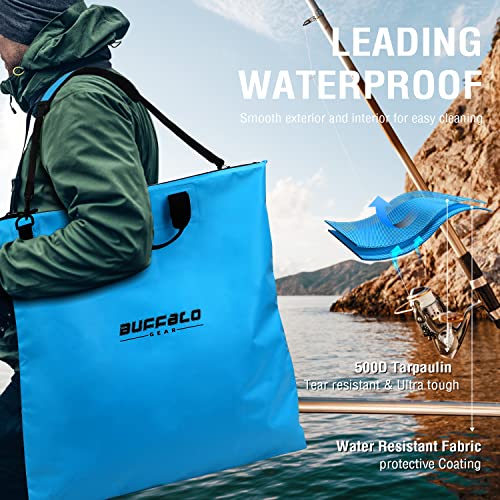 Buffalo Gear Fish Tournament Weigh in Bag for Bass Fishing, Heavy Duty Fish Bag for Caught Fish Waterproof,Leakproof,Puncture Resistant - color: Blue-24×25in