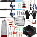MiniInflat Telescopic Fishing Rod and Reel Combo, 6.89ft 2pcs Collapsible Rod with Plier Lip Gripper Lures Carrier Bag Pre-Loaded Spinning Reel Saltwater Freshwater Fishing Pole Kit - color: Blue