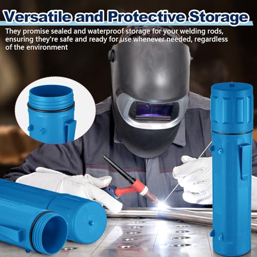 Zonon 2 Pcs Welding Rod Storage Tube 14 Inch Stick Electrode Storage Container Airproof Waterproof Canister (holds 350mm / 13.7in Rods)(Blue) - color: Blue