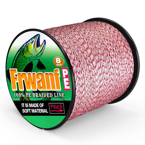 8 Strand Braided Fishing Line - Colorfast - Zero Stretch - High Strength - Abrasion Resistant Braided Line - Thousands of Choices in 9 Colors - Professional Performance in Salt or Fresh Water - color: red and white (do not fade), size: 30LB-547Yards-0.26M
