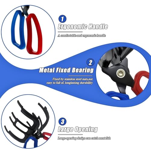 3 Claw Fish Gripper, Metal Fishing Pliers Gripper Catch Fish Control Clamp, Must Have Fishing Pliers Control Tool Fishing Accessories for Most Freshwater Fish Grip Tackle Holder - color: 2 pcs 3 claw