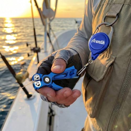 Fishing Line Cutter with Retractable Buckles, Tungsten Carbide Blade & Central Locking - Smooth, Corrosion-Resistant Cuts for Braid, Mono, Fluoro in Saltwater Fishing - style: Blue-Fishing Line Cutter