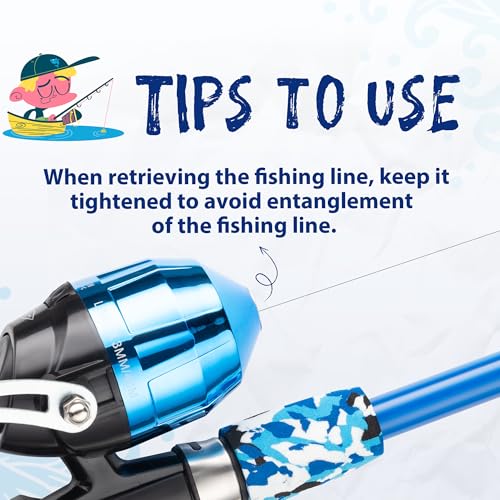 WIDDEN Kids Fishing Pole, Portable Telescopic Kids Fishing Poles for Boys and Girls, Fishing Rod and Reel Combo Kit with Tackle Box, and Fishing Net, Best Fishing Pole for Toddler Youth - color: BLUE