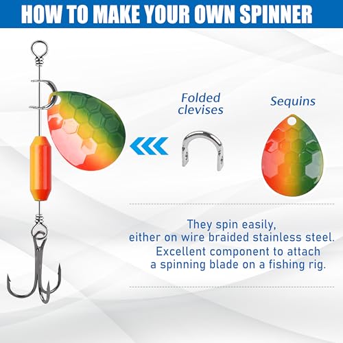 Shaddock Fishing Spinner Clevis Kit, Quick Change Spinner Easy Spin Clevis for Lure Making Spinnerbait Parts Crawler Harness Spinner Supplies Walleye Rig Accessories Freshwater Saltwater - color: Spinner Clevis Kit-420pcs