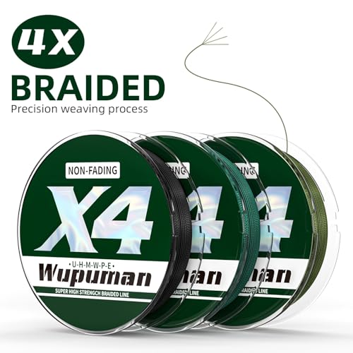 Braided Fishing Line 4 Strands (Non-Fading) Super 100% PE （LBS:6/8/10/15/20/30/40/50/60/70/80/90/100/130/150/200(150M 300M 500M 1000M) - color: Moss Green, size: 15LB 300M 328Yards