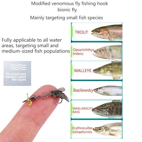 Fly Fishing Lures Kit Fishing Fly,Fly Fishing Kit Fly Fishing Lures,Handmade Lures Assortment Kit Artificial Bait Hooks for Bass Trout Salmon Fishing,Suitable for Freshwater and Saltwater - size: Spiral-winged Fly