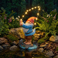 EXYGLO Solar Gnome Garden Statue Decor, 8.5" Fishing Gnome Outdoor Funny Decoration for Lawn, Patio, Yard, and Unique Housewarming, Birthday Ornament Gift for Mother, Friend, Family - style: Fishing Gnome