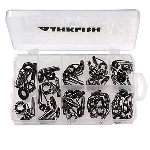 THKFISH Saltwater Rod Tip Repair Kit Heavy Duty Rod Repair Kit Stainless Steel Ceramics Fishing Rod Replacement Tips 30pcs/40pcs - color: 40PCS