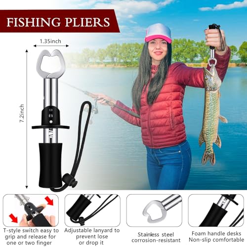 Sosation 134 Pcs Fishing Tool Fishing Tackle Box Kit and Equipment for Adults Beginner Gift, Hook Remover, Pliers Kit, Backpack Tackle Container Lures, Lip Gripper, Weigh Scale - color: Red