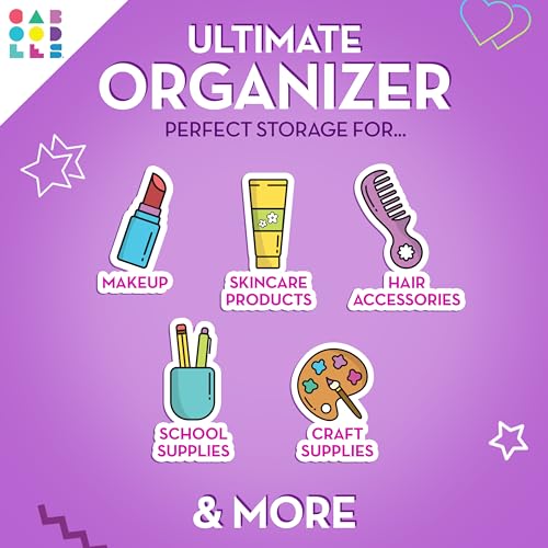 Caboodles On-The-Go Girl Makeup Box, Purple Sparkle, Hard Plastic Makeup Organizer Box, Built-In Mirror, Secure Latch for Safe Travel, Spacious Storage for Large Items - color: Purple Jelly Sparkle