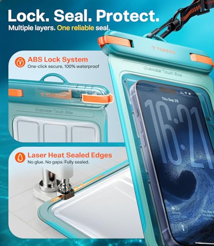 TORRAS IPX8 Waterproof Phone Pouch Floating, Underwater Screen Touchable, Water Proof Case with Lanyard for iPhone 17 Pro Max 16 S26, Cellphone Dry Bag Cruise Essentials 7.0 inch, Glacier Sprint - color: 1 Pack-Glacier Sprint