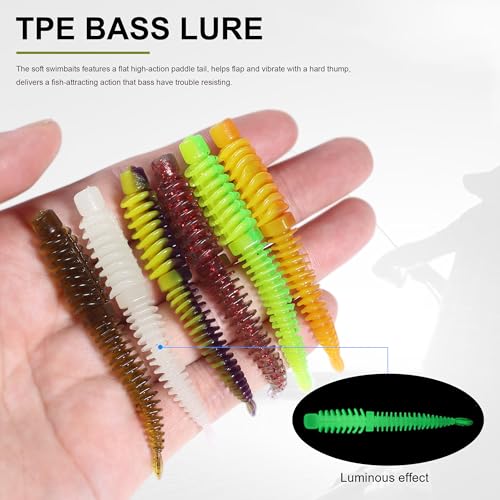 175 Pcs Fishing Soft Lures TPE Threaded Bait Equipment Tackle Gear Box for Bass, Fish Kit with Soft Lures,Hooks, Accessories Tools,Spinner, Beans,Plastic Bait, Swimbait,Crankbaits