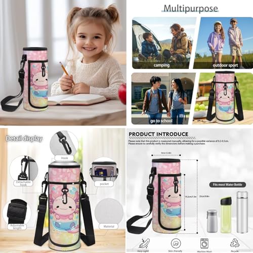 4 in 1 Kids Backpack Bookbag Set Cartoon Axolotl Backpacks School Bookbag with Lunch Box Bag and Pencil Bag Water Bottle Carrier Bag Set for Kids Teen Girls - color: Axolotl Print