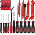 KEZE 15Pcs Carbon Steel Precision Pick & Hook and Trim Removal Tool Set with Scraper and Magnetic Telescoping Tool Kit for Remove Automotive Electronics Maintenance Hoses Gasket Hand Pick Up Tools - color: Red-15 Hook and Pick Set