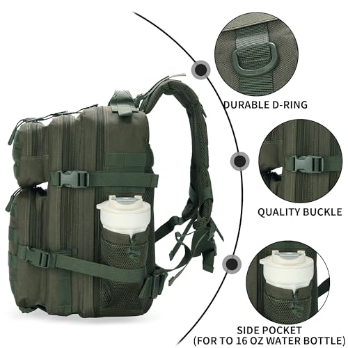 Lovelinks21 25L Military Tactical Backpack Small Assault Pack Molle Daypack for Men and Women for Work Travel Gym Outdoor Hiking Camping (Army Green) - color: Army Green