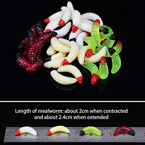 Eforcase 200PCS Bass Fishing Worms Lures, Soft Plastic Maggot Baits Bread Worm Fishing Lure, Fishing Bait Artificial Worms Fishing Lures Fake Maggots Bread Worm for Fishing and Prank Props