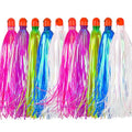 Mylar Skirt Trolling Lures 5.2in Fishing Mylar Skirts Trolling Teasers 3/8 oz Weighted Bullet Head Skirted Trolling Lures with Through-Hole for Mahi Tuna Wahoo Offshore Fishing - color: Mixed colors-10pcs