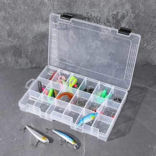 4 Pcs 3600 Tackle Trays, Plastic Storage Organizer Box with Removable Dividers - Tackle Boxes - Fishing Tackle Storage, 18 Grids