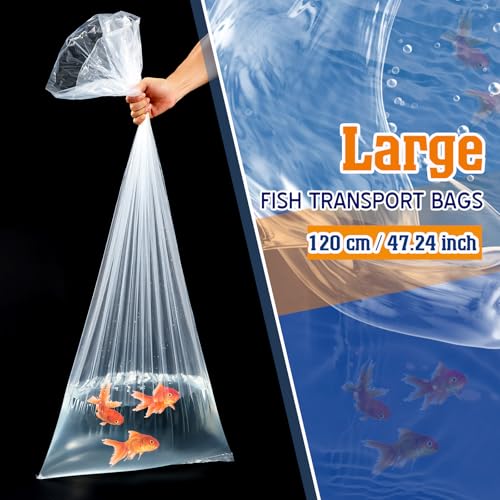 8 Pcs Clear Plastic Real Fish Transport Bags Large Leak-proof 20" x 48" 4 Mil Shipping Bags for Live Koi Fish Heavy Duty Container for Storing and Transporting