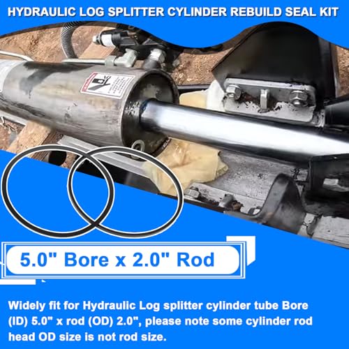 Hydraulic Log Splitter Cylinder Rebuild Seal Kit Suitable for 5.0" Bore x 2.0" Rod Cylinder - size: 5.0" Bore x 2.0" Rod