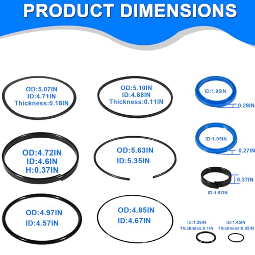 Hydraulic Log Splitter Cylinder Rebuild Seal Kit Suitable for 5.0" Bore x 2.0" Rod Cylinder - size: 5.0" Bore x 2.0" Rod