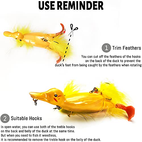 Topwater Duck Fishing Lures, Realistic Baby Duckling Baits Floating Artificial Hard Swimbaits for Bass Pike Musky Catfish Freshwater Saltwater Fishing - color: 1 Pcs-Yellow