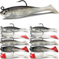Soft Fishing Lures Shad Minnow Swimbaits, Pre-Rigged Jig Heads Paddle Tail Swim Baits for Bass, Trout, Walleye, Crappie, Sinking Jigs Bait for Saltwater Freshwater, Fishing Gifts for Men - color: A6-Weedness Pre Rigged Swim Baits-10pcs- 3.15inch