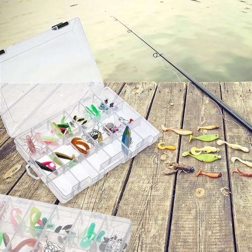 4 Pcs 3600 Tackle Trays, Plastic Storage Organizer Box with Removable Dividers - Tackle Boxes - Fishing Tackle Storage, 18 Grids