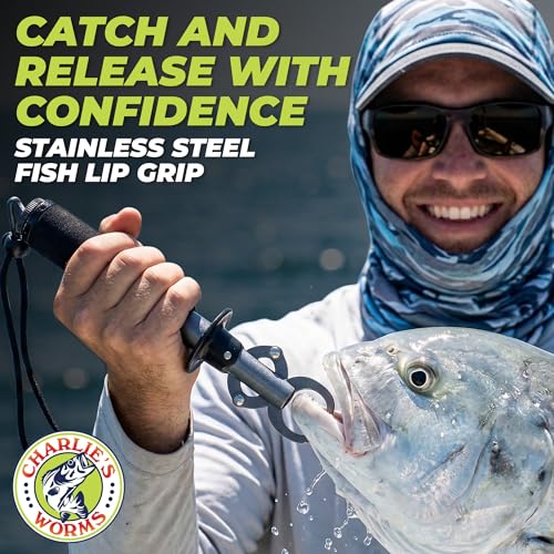 Rite Angler Stainless Steel Fish Lip Grip for Fishing - Ergonomic Handle, Spring-Loaded, Corrosion-Resistant Grabber Tool - Fishing Gripper, Saltwater Fish Clamp Grips