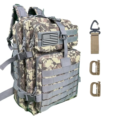 50L Large Military Tactical Backpack Molle Army Assault Pack for Travel Camping Hiking Fishing Backpack for men (ACU camo) - color: Acu Camo