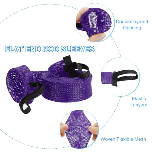 PATIKIL Rod Sock, Fishing Rod Sleeve Cover Braided Mesh Pole Protector Gloves Fishing Tools Flat End for Spinning Fishing Rod Fly Rod Ice Rod Casting Rod - color: Purple, size: 67 Inch