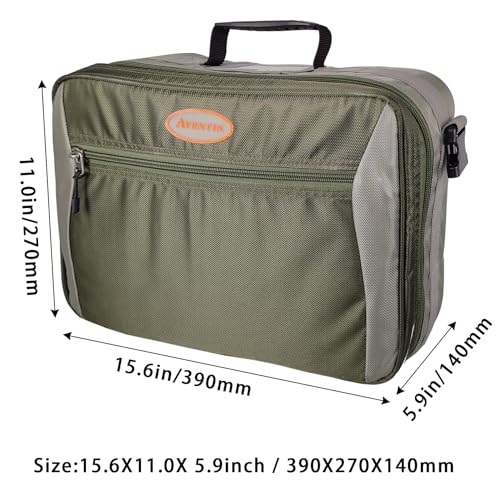 Aventik Mag Reel Combo Case With Mesh Pocket Insert for Extra Storage - Fishing Cover for All Types of Conventional and Saltwater Trolling Reels - 15.6x11.0x5.9 Inch