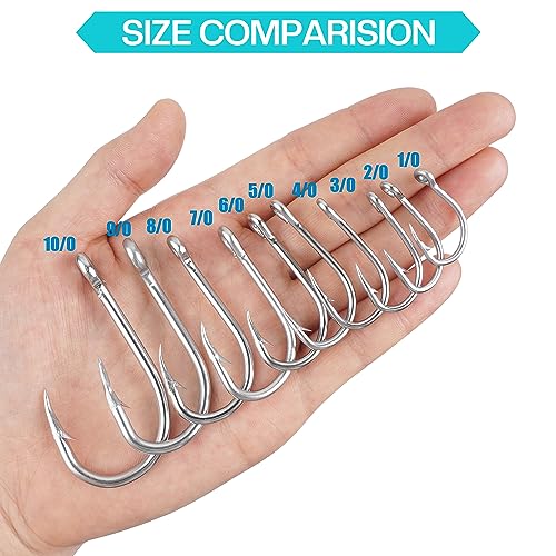 Saltwater Circle Hooks,50 Packs Strong Stainless Steel Fishing Hooks Live Bait Fish Hook Jig Catfish Hook 1/0-10/0 - size: 7/0 - 50 PACK