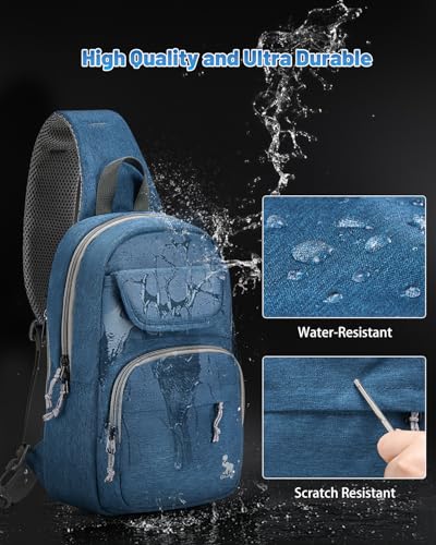 OIWAS Sling Bag Crossbody Backpack for Men, One Strap Backpack Hiking Daypack Chest Bag for Women - color: Blue
