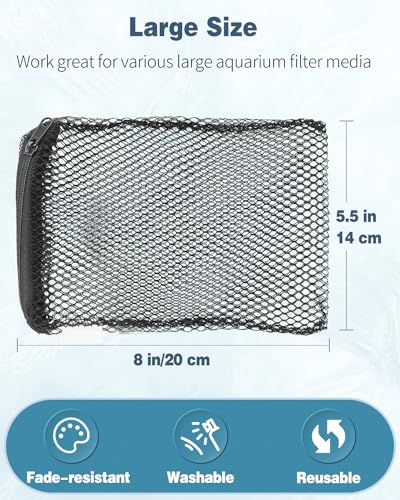 Pawfly 8 Pcs Aquarium Filter Media Bags, Fish Tank Coarse Mesh Bag with Plastic Zipper Soft Aquarium Mesh Bag for Activated Carbon, Bio Filter Balls, Filter Stones, Ceramic Rings(8" x 5.5") - size: 8" x 5.5"