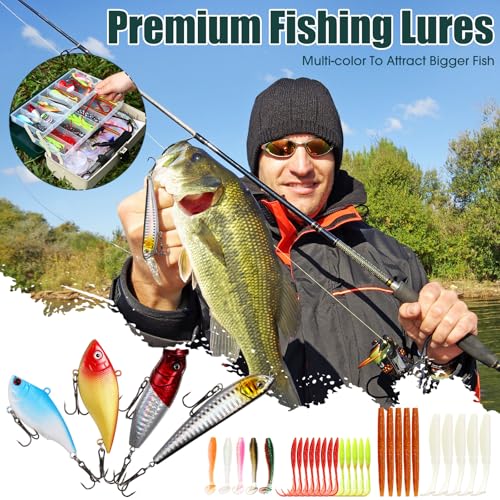 517 Pcs Large 3 Layers Tackle Box with Tackle Fishing Lures Kit Included Pliers, Fish Lip Gripper, Crankbait, Hooks, Other Accessories Fishing Kit for Men Gifts Summer Vacation(Dark Green Milky White) - color: Dark Green Milky White