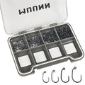 400Pcs Fly Tying Hooks Assortment, Barbless Fishing Hook Trout, Wide-GARP Jig Fly Fishing Hooks 12#14#16#18# with Box
