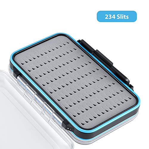 Fly Fishing Box Two-Sided Waterproof Lightweight Fly Box Easy Grip Transparent Lid Fly Fishing Lures Box Multiple Sizes - color: Grey, Black, Transparent, size: Size B (5.9"x 3.8"x 1.77")