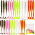 30pcs Soft Plastic Fishing Lures Paddle Tail Swimbaits Soft Baits Lure for Bass Crappie Trout Shad Freshwater Saltwater Fishing Mixed 3.5 Inch 4.7 Inch Swim Bait Kit with Box - color: White, Black, Pink, Orange, Yellow *6